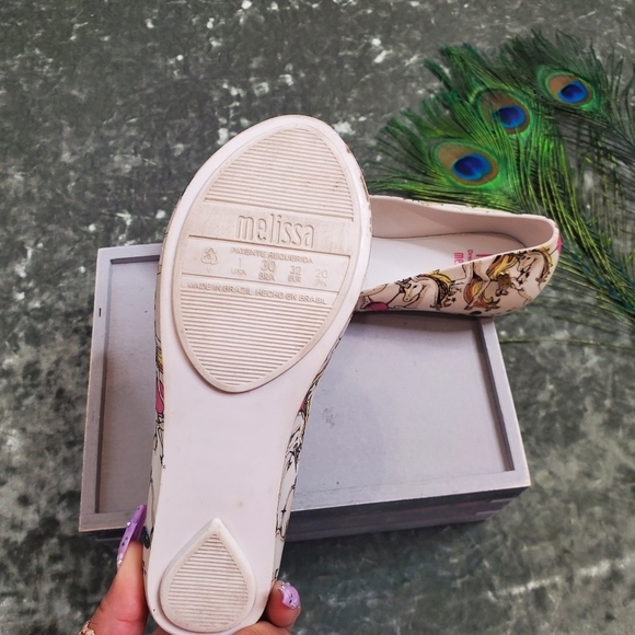 Mel Dreamed By Melissa Unicorn Peep Toe Flats - Picture 3 of 4